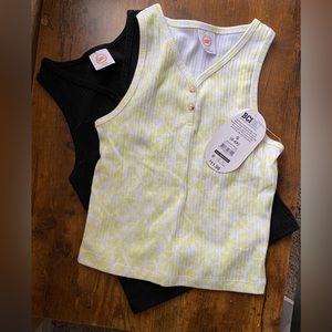 2 PACK Wonder Nation Girls Henley Tank Top Multicolor Size Medium (6 / 6X) NWT